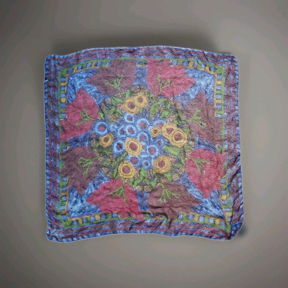 Kenzo Handkerchief Scarf Floral Women Large Semi Sheer Vintage Luxury Old Money